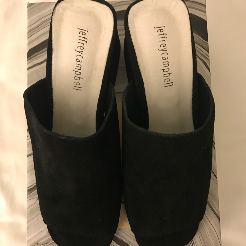 Jeffrey Campbell Black suede Perpetua Mules (sz 8)